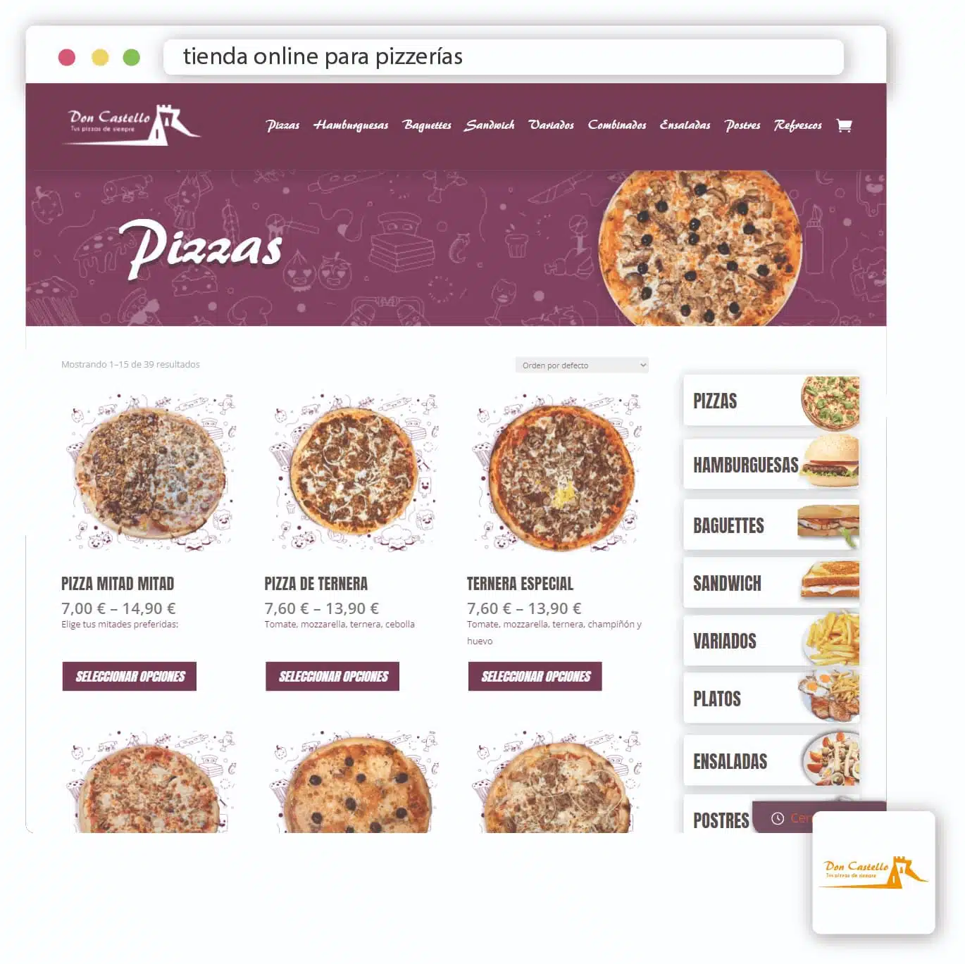 tienda online para pizzerías