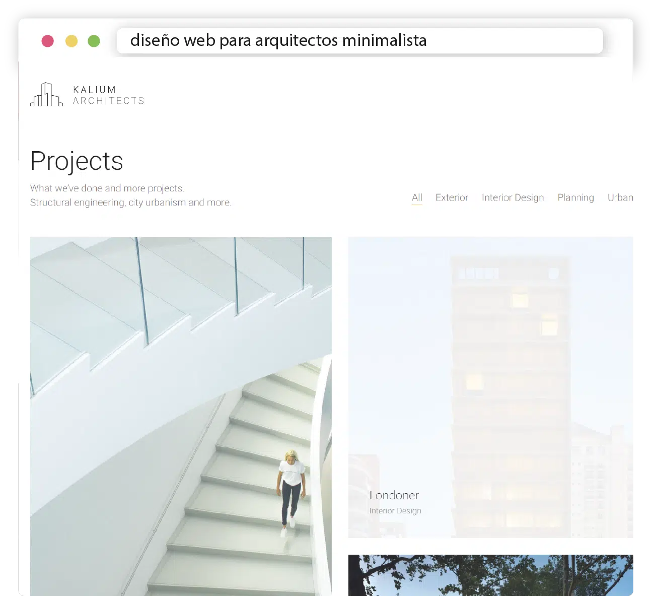 diseño web para arquitectos minimalista